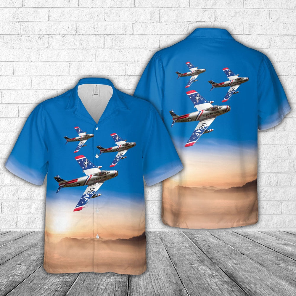 Air Force Hawaiian Shirt, US Air Force North American F-86F Sabre Hawaiian Shirt, Airplane Hawaiian Shirt, Military Aloha Shirts