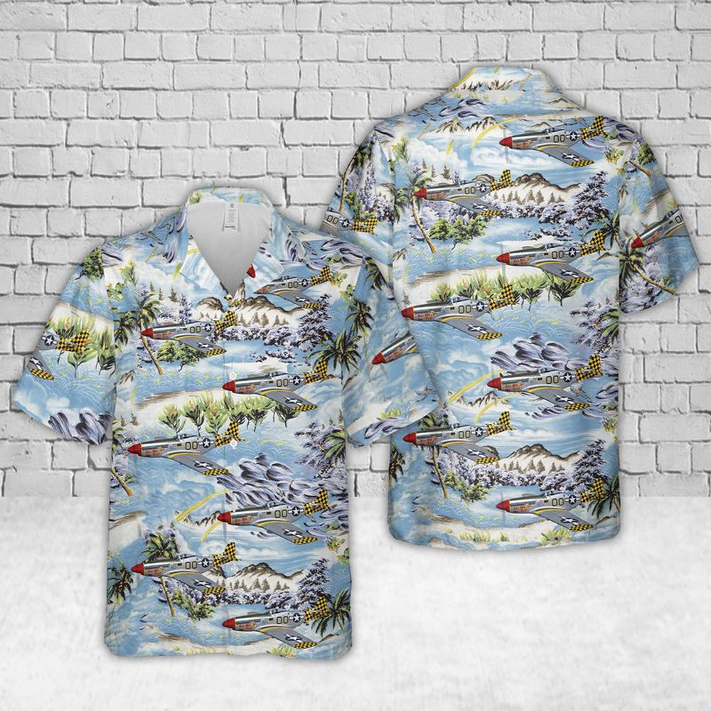 Air Force Hawaiian Shirt, US Air Force North American P-51D Mustang Boo-Man Choo Hawaiian Shirt, Airplane Hawaiian Shirt, Military Aloha Shirts