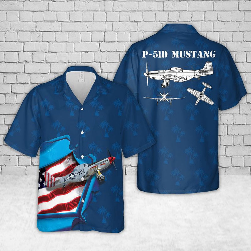Air Force Hawaiian Shirt, US Air Force North American P-51D Mustangs Mad Max Hawaiian Shirt, Airplane Hawaiian Shirt, Military Aloha Shirts