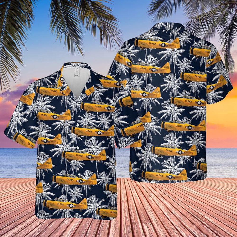 Air Force Hawaiian Shirt, US Air Force North American T-6G Texan Hawaiian Shirt, Airplane Hawaiian Shirt, Military Aloha Shirts