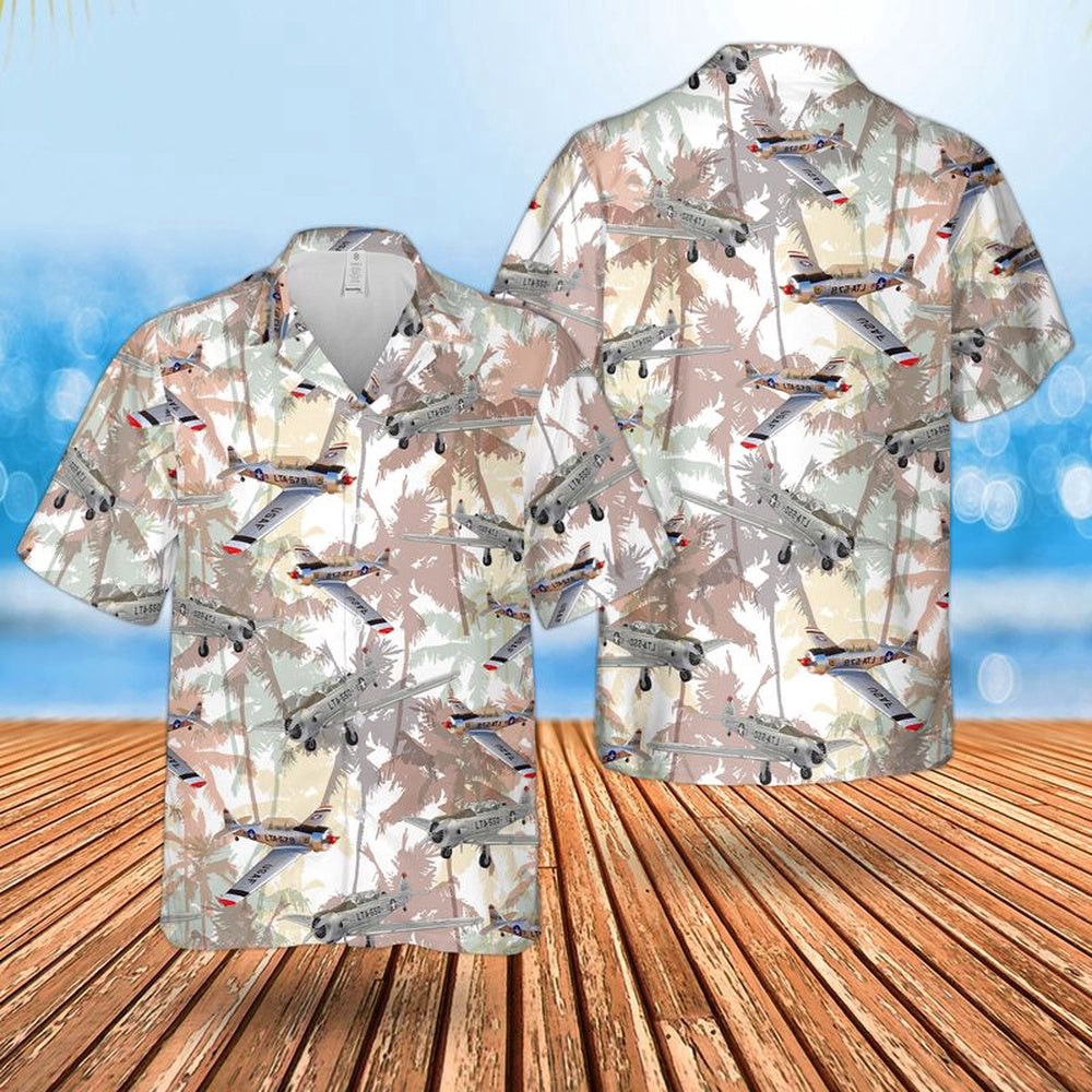 Air Force Hawaiian Shirt, US Air Force North American T-6 Texan Hawaiian Shirt, Airplane Hawaiian Shirt, Military Aloha Shirts