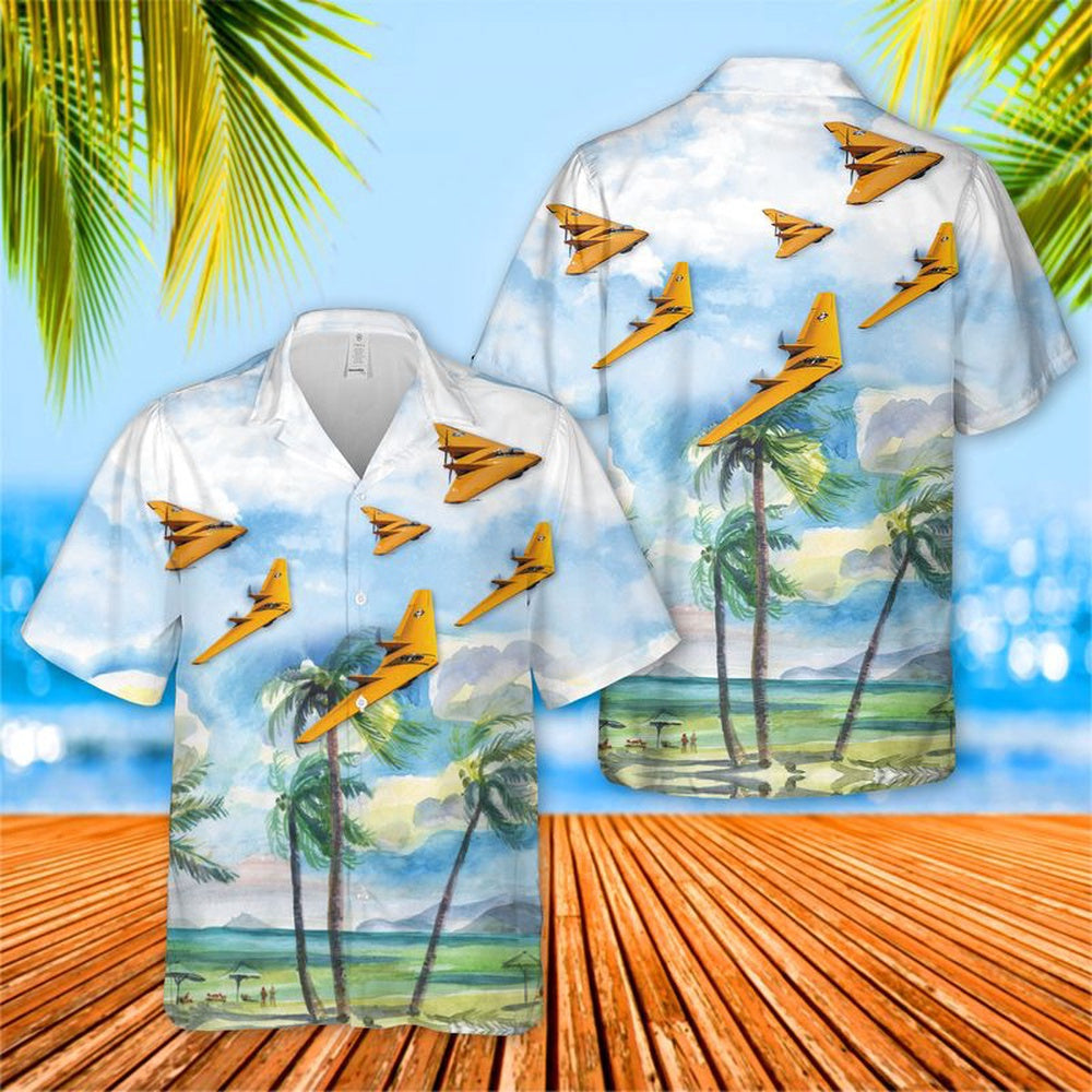Air Force Hawaiian Shirt, US Air Force Northrop Flying Wing N9MB Hawaiian Shirt, Airplane Hawaiian Shirt, Military Aloha Shirts