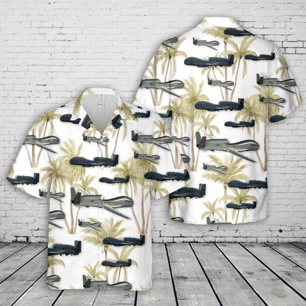 Air Force Hawaiian Shirt, US Air Force Northrop Grumman RQ-4 Global Hawk Hawaiian Shirt, Airplane Hawaiian Shirt, Military Aloha Shirts