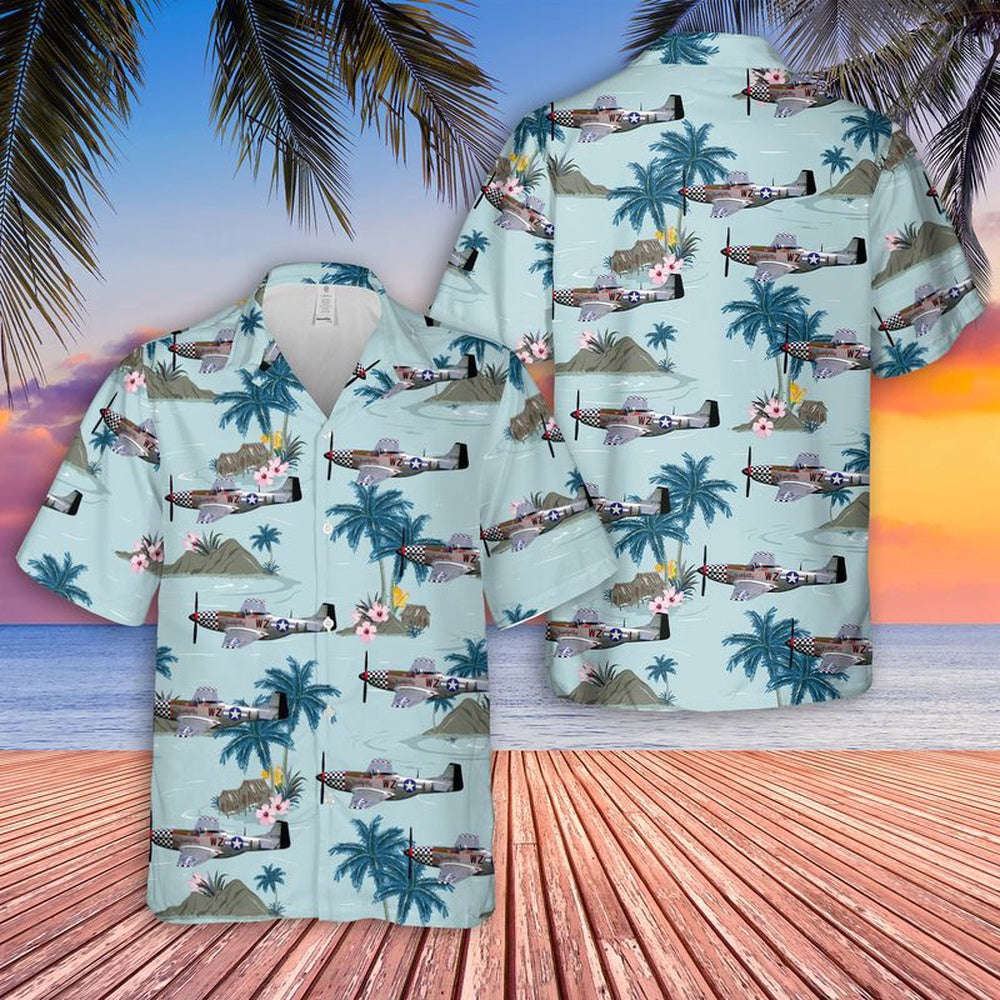 Air Force Hawaiian Shirt, US Air Force P-51D Mustang Big Beautiful Doll Hawaiian Shirt, Airplane Hawaiian Shirt, Military Aloha Shirts