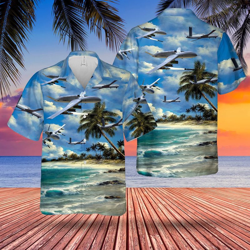 Air Force Hawaiian Shirt, US Air Force Predator-C Avenger Hawaiian Shirt, Airplane Hawaiian Shirt, Military Aloha Shirts