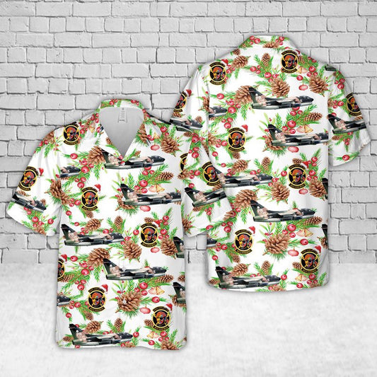 Air Force Hawaiian Shirt, US Air Force Puerto Rico Air National Guard 198th Airlift Squadron LTV A-7D Corsair II Christmas Hawaiian Shirt