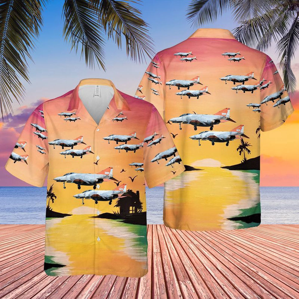 Air Force Hawaiian Shirt, US Air Force QF-4 Aerial Target Hawaiian Shirt, Airplane Hawaiian Shirt, Military Aloha Shirts