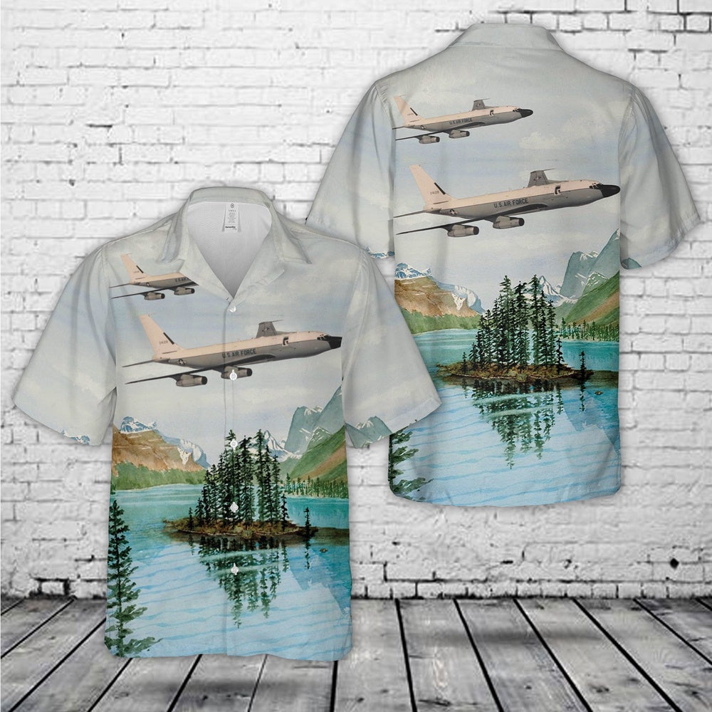 Air Force Hawaiian Shirt, US Air Force RC-135X Cobra Eye Hawaiian Shirt, Airplane Hawaiian Shirt, Military Aloha Shirts