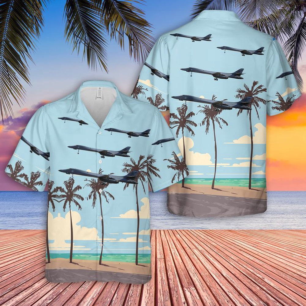 Air Force Hawaiian Shirt, US Air Force Rockwell B-1B Lancer Hawaiian Shirt, Airplane Hawaiian Shirt, Military Aloha Shirts