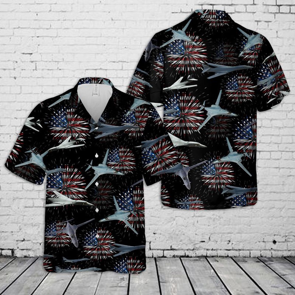 Air Force Hawaiian Shirt, US Air Force Rockwell B-1 Lancer 4th Of July Hawaiian Shirt, Airplane Hawaiian Shirt, Military Aloha Shirts