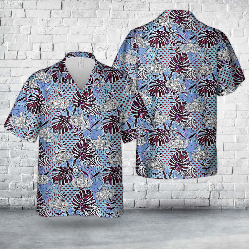 Air Force Hawaiian Shirt, US Air Force Senior Communications and Information Badge Hawaiian Shirt, Airplane Hawaiian Shirt, Military Aloha Shirts