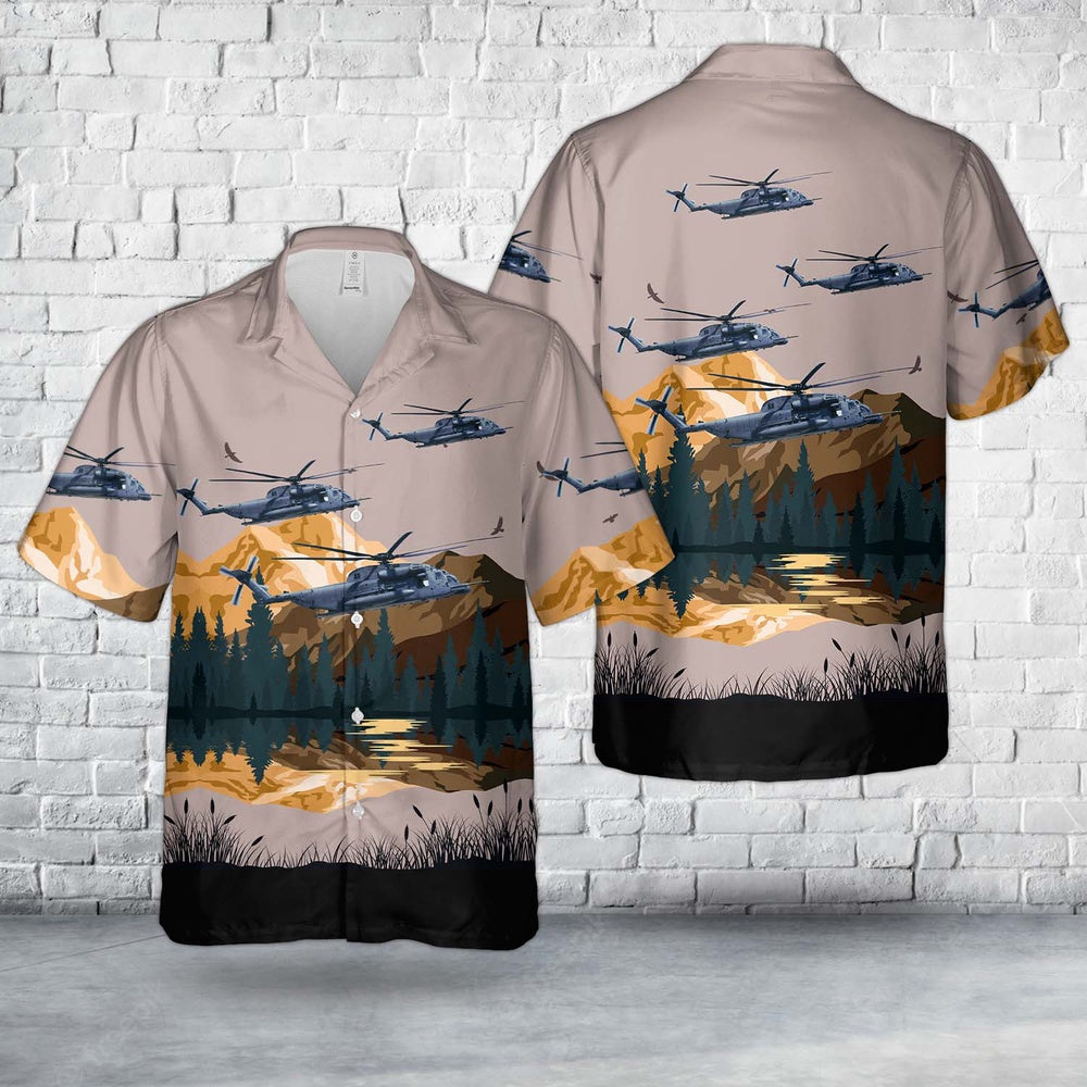 Air Force Hawaiian Shirt, US Air Force Sikorsky MH-53J Pave Low III (S-65A) Hawaiian Shirt, Airplane Hawaiian Shirt, Military Aloha Shirts