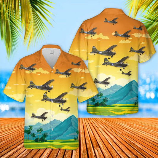 Air Force Hawaiian Shirt, US Air Force Stinson L-5 Sentinel Hawaiian Shirt, Airplane Hawaiian Shirt, Military Aloha Shirts
