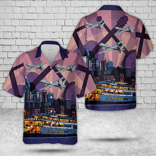 Air Force Hawaiian Shirt, US Air Force Tennessee Air National Guard 118th Wing MQ-9 Reaper Hawaiian Shirt, Airplane Hawaiian Shirt