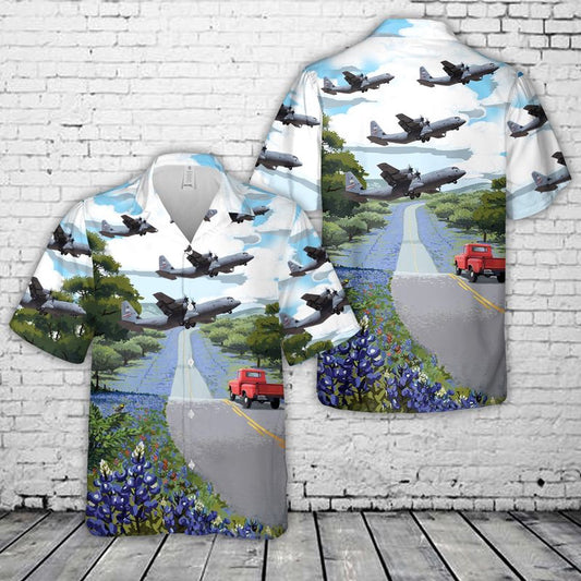 Air Force Hawaiian Shirt, US Air Force Texas Air National Guard C-130J Hawaiian Shirt, Airplane Hawaiian Shirt, Military Aloha Shirts