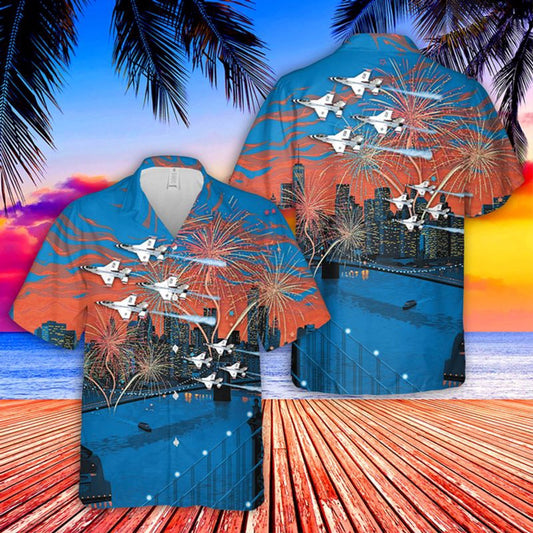 Air Force Hawaiian Shirt, US Air Force Thunderbirds 4th Of July Hawaiian Shirt, Airplane Hawaiian Shirt, Military Aloha Shirts