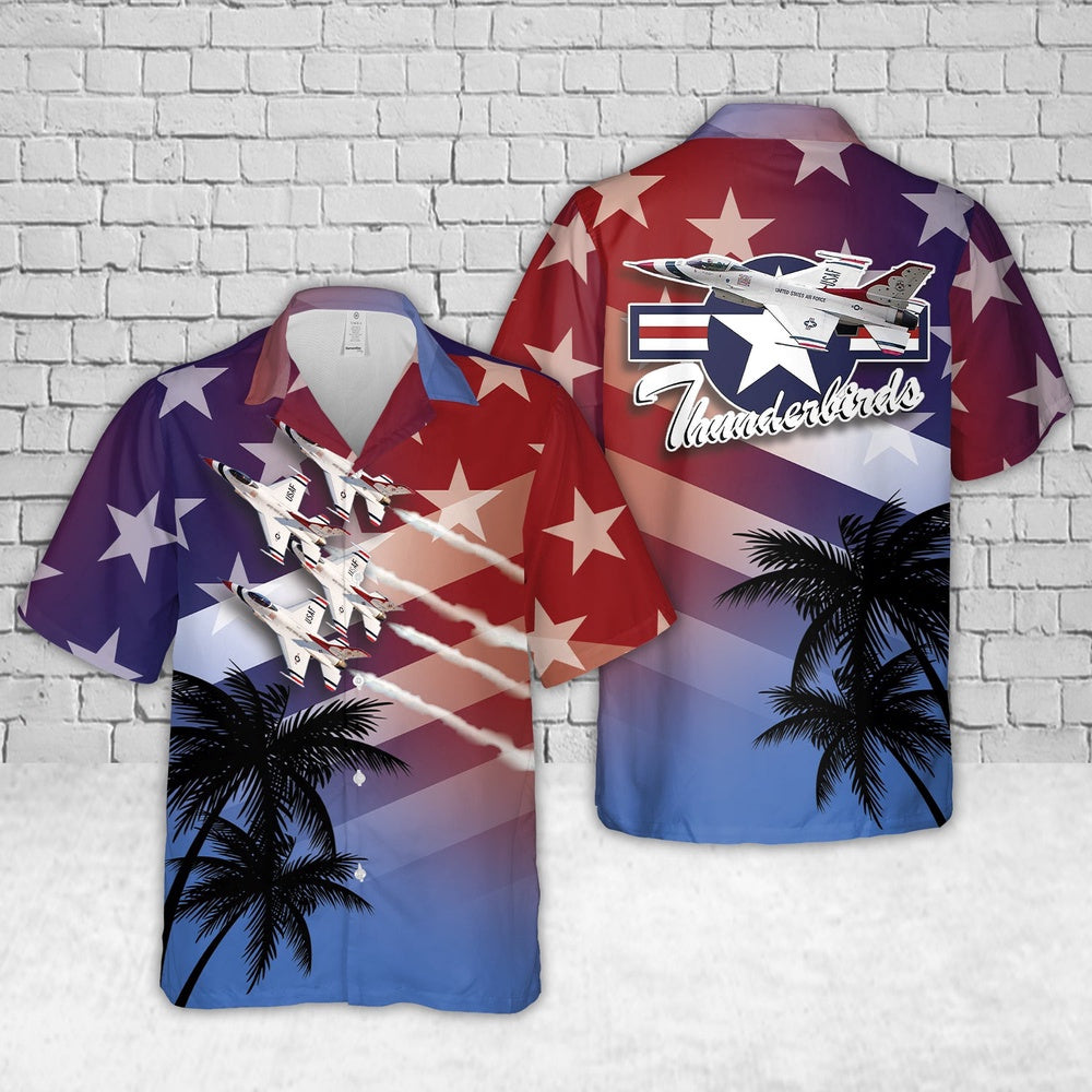 Air Force Hawaiian Shirt, US Air Force Thunderbirds, 4th Of July Hawaiian Shirt, Airplane Hawaiian Shirt, Military Aloha Shirts