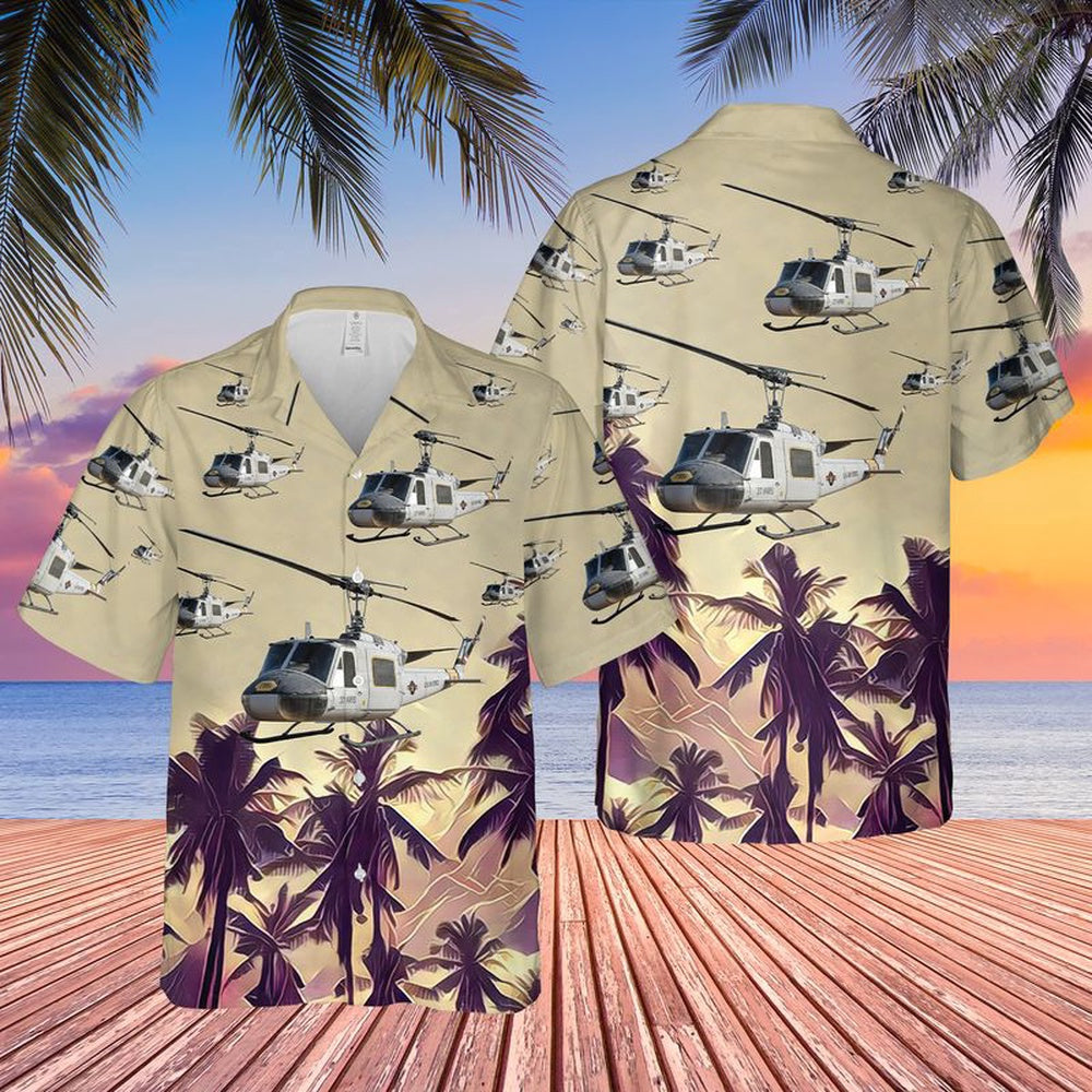 Air Force Hawaiian Shirt, US Air Force UH-1F Iroquois Hawaiian Shirt_9660, Airplane Hawaiian Shirt, Military Aloha Shirts