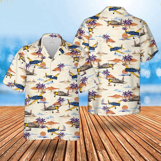 Air Force Hawaiian Shirt, US Air Force Vultee BT-13 Valiant Hawaiian Shirt, Airplane Hawaiian Shirt, Military Aloha Shirts