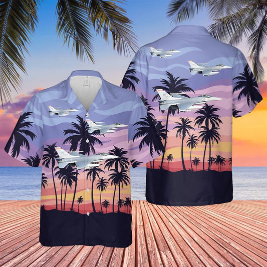 Air Force Hawaiian Shirt, US Air Force Wisconsin Air National Guard, 176th Fighter Squadron F-16 Fighting Falcon Hawaiian Shirt
