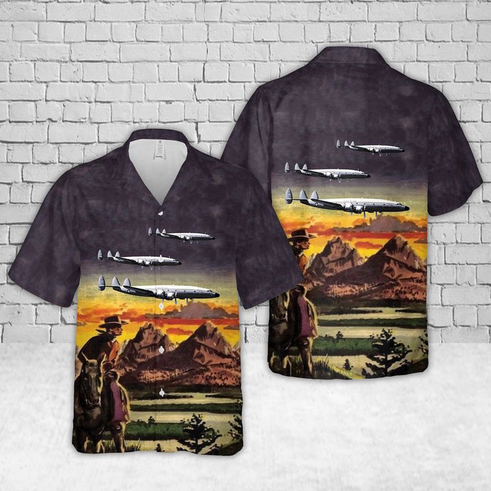 Air Force Hawaiian Shirt, US Air Force Wyoming Air National Guard 153d Airlift Wing Lockheed C-121G Constellation 54-4062 Hawaiian Shirt