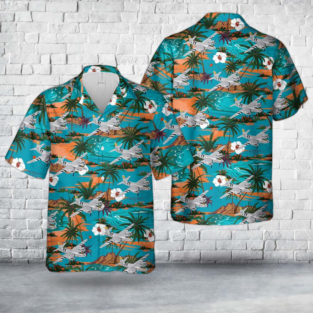 Air Force Hawaiian Shirt, US Air Forces Martin B-26 Marauder Perkatory II 386th Bomb Group, 555th Bomb Squadron WW2 Hawaiian Shirt