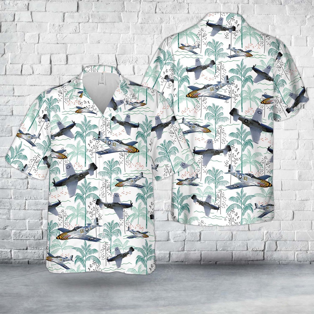 Air Force Hawaiian Shirt, US Air Forces North American P-51 Mustang Hawaiian Shirt, Airplane Hawaiian Shirt, Military Aloha Shirts