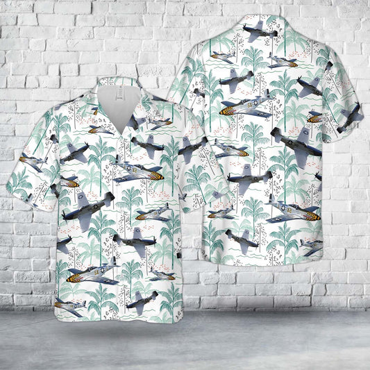 Air Force Hawaiian Shirt, US Air Forces North American P-51 Mustang Hawaiian Shirt, Airplane Hawaiian Shirt, Military Aloha Shirts
