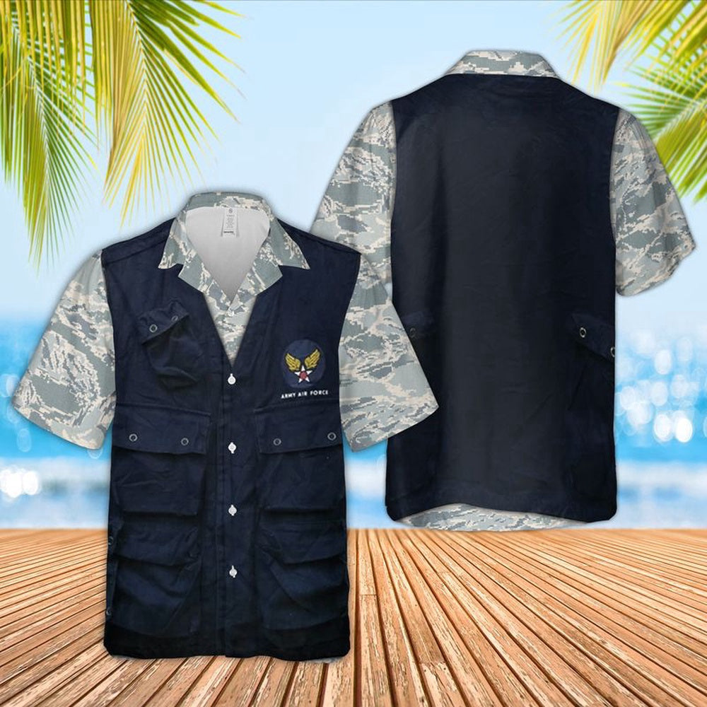 Air Force Hawaiian Shirt, Us Air Force Tactical Vest Hawaiian Shirt, Airplane Hawaiian Shirt, Military Aloha Shirts