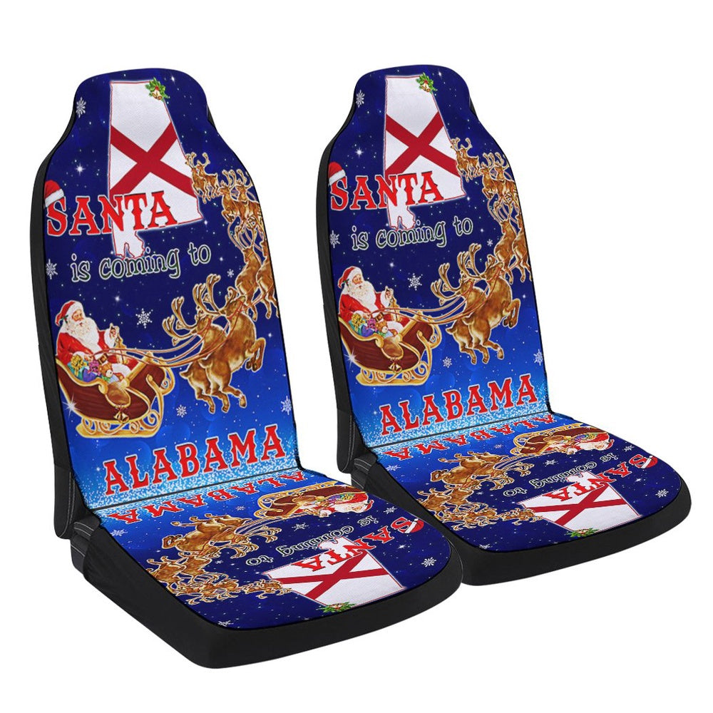 Alabama Christmas Santa Is Coming To Alabama Cars Seat Cover, Christmas Car Seat Covers, Car Decor Gift