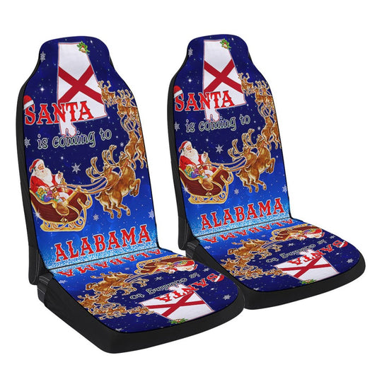Alabama Christmas Santa Is Coming To Alabama Cars Seat Cover, Christmas Car Seat Covers, Car Decor Gift