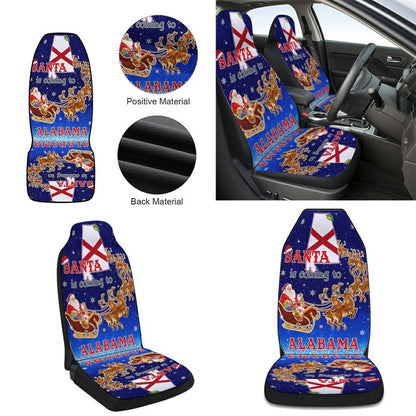 Alabama Christmas Santa Is Coming To Alabama Cars Seat Cover, Christmas Car Seat Covers, Car Decor Gift