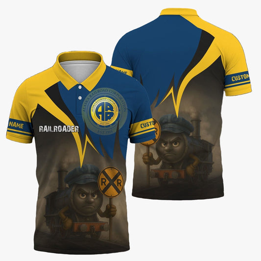 Alaska Railroad Polo Shirt, Angry Train Polo Shirt, Gift Idea For Train Lover