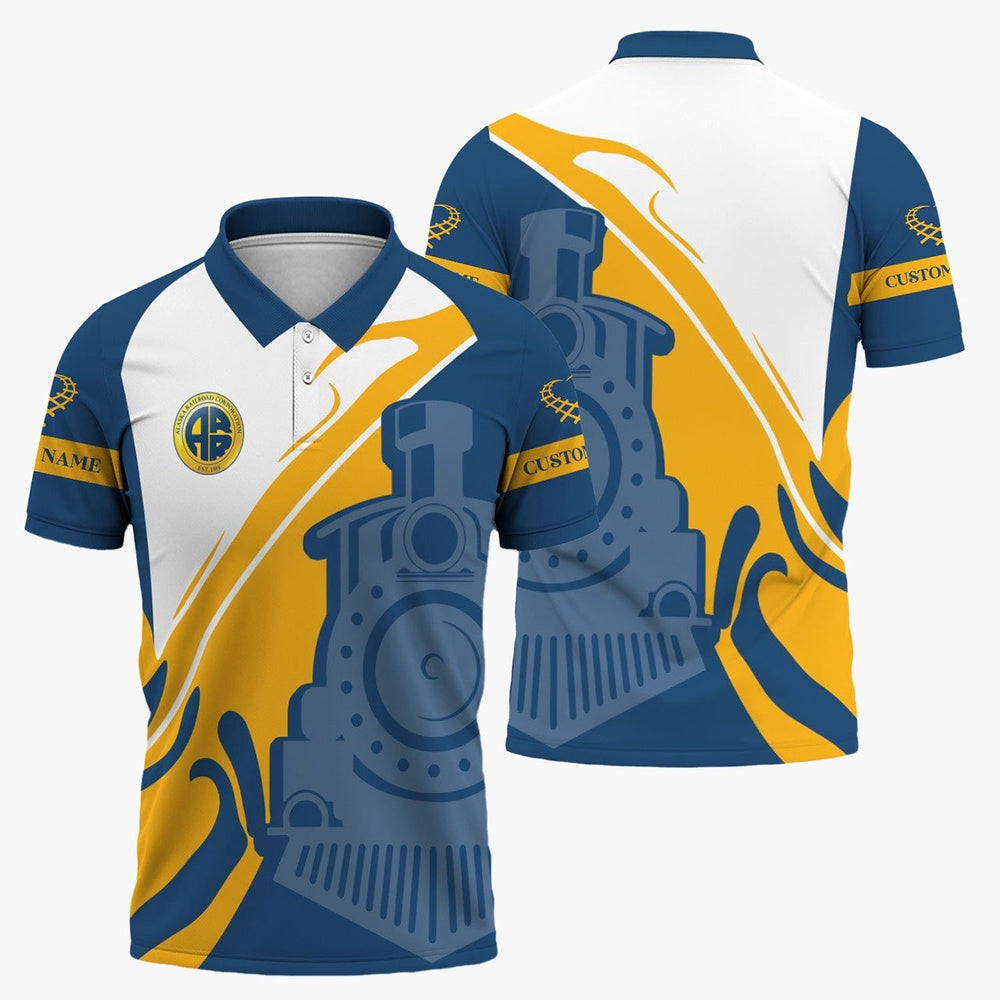 Alaska Railroad Polo Shirt, Flame Inspired Style Shirt Gift Idea For Train Lovers