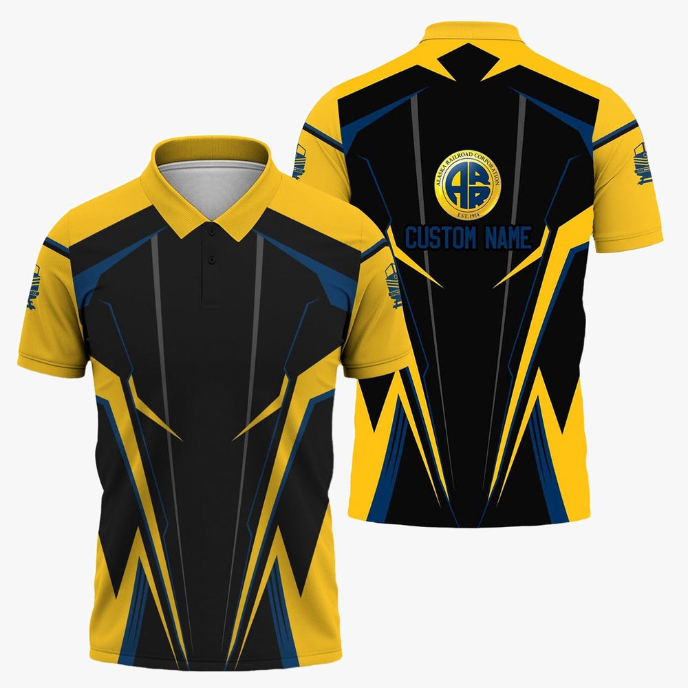 Alaska Railroad Polo Shirt, Lightning Edge Design Train Shirt For Railroad Lovers