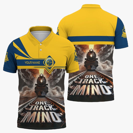 Alaska Railroad Polo Shirt, One Track Mind Train Printed Shirt