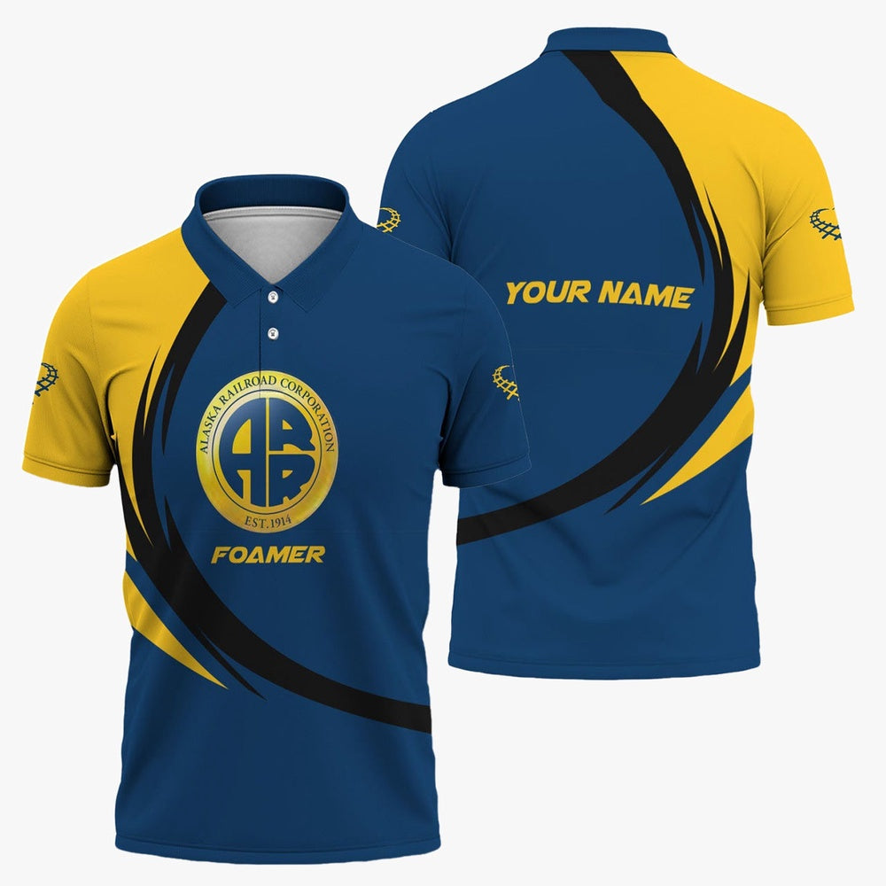 Alaska Railroad Polo Shirt, Unique Graphic Style Shirt For Train Enthusiasts