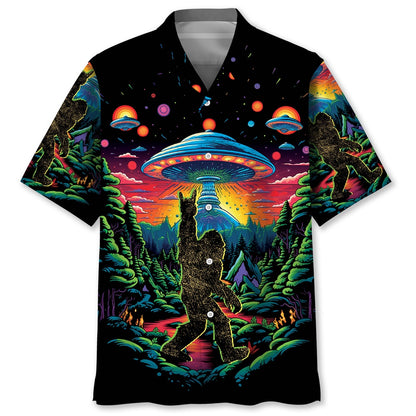 Alien Bigfoot Hawaiian Shirt, Funny Hawaiian Shirt, Cool Hawaiian Shirts, Best Hawaiian Shirts