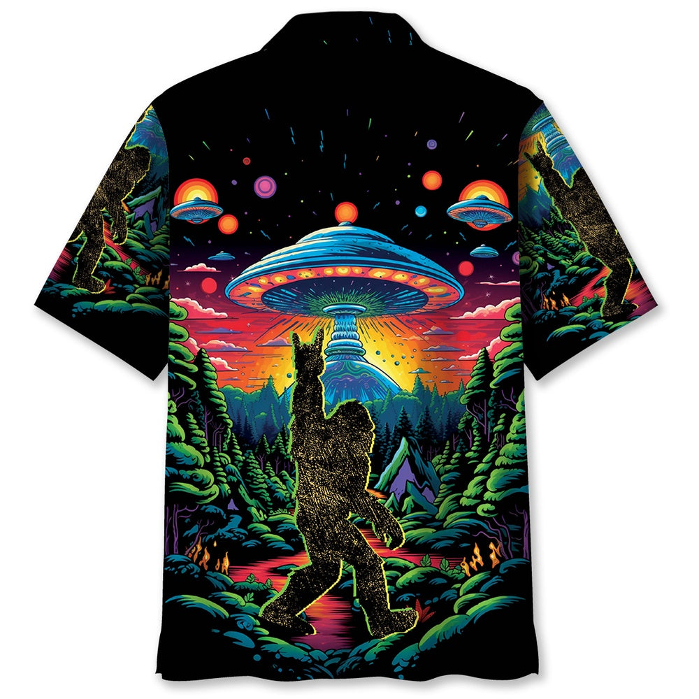 Alien Bigfoot Hawaiian Shirt, Funny Hawaiian Shirt, Cool Hawaiian Shirts, Best Hawaiian Shirts