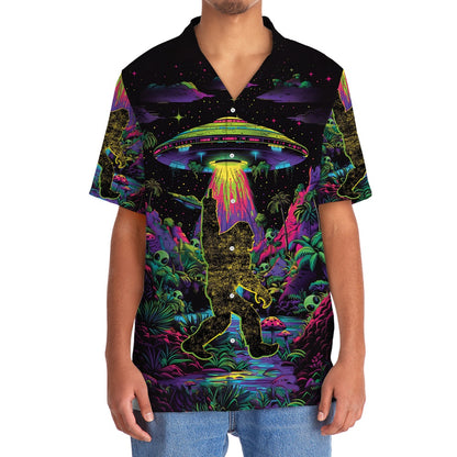 Alien Bigfoot Night Hawaiian Shirt, Funny Hawaiian Shirt, Cool Hawaiian Shirts, Best Hawaiian Shirts