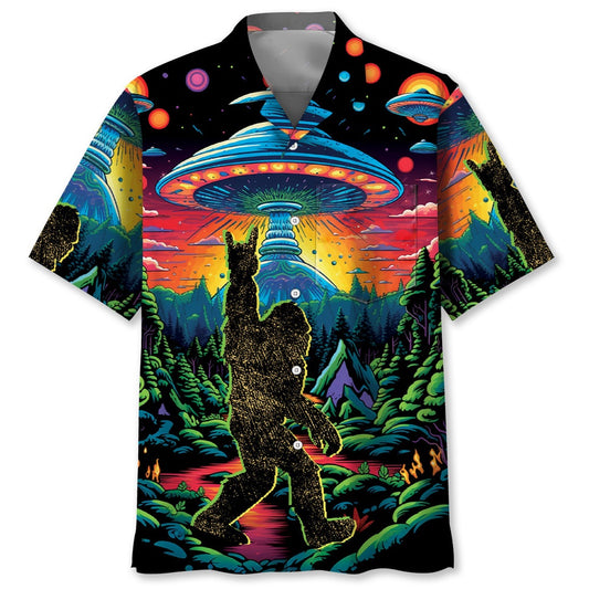 Alien Bigfoot Pocket Hawaiian Shirt, Funny Hawaiian Shirt, Cool Hawaiian Shirts, Best Hawaiian Shirts