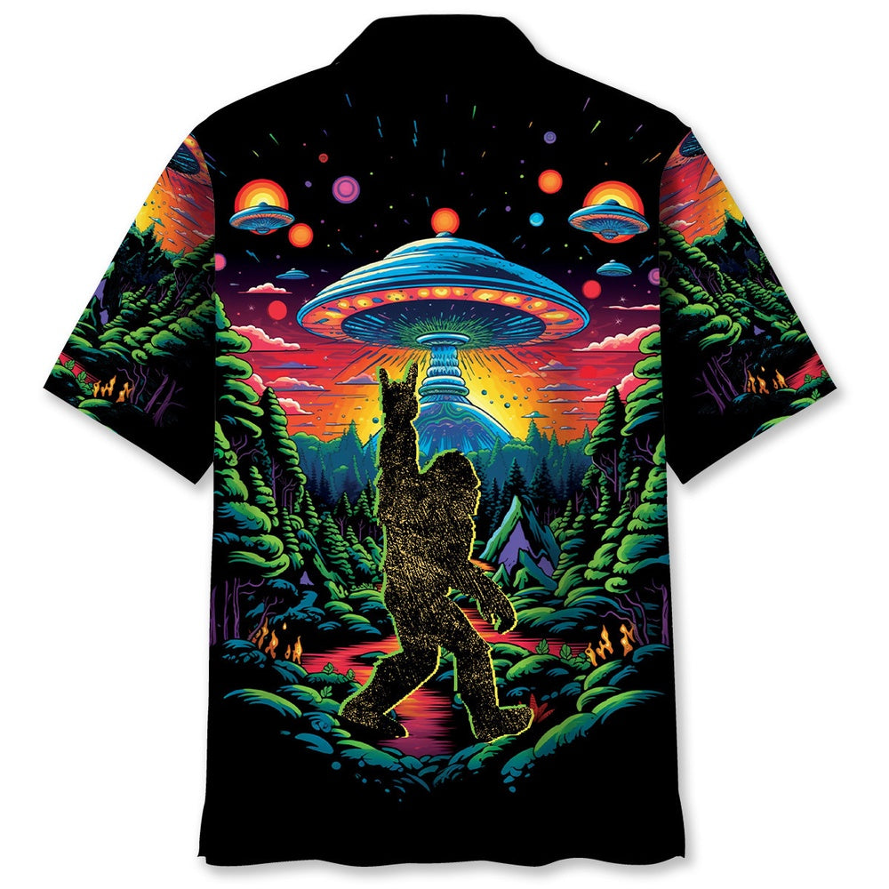 Alien Bigfoot Pocket Hawaiian Shirt, Funny Hawaiian Shirt, Cool Hawaiian Shirts, Best Hawaiian Shirts