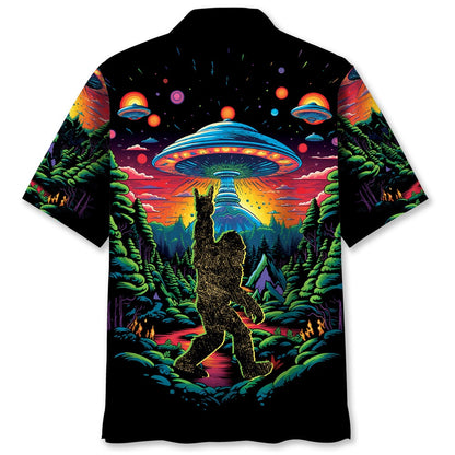 Alien Bigfoot Pocket Hawaiian Shirt, Funny Hawaiian Shirt, Cool Hawaiian Shirts, Best Hawaiian Shirts