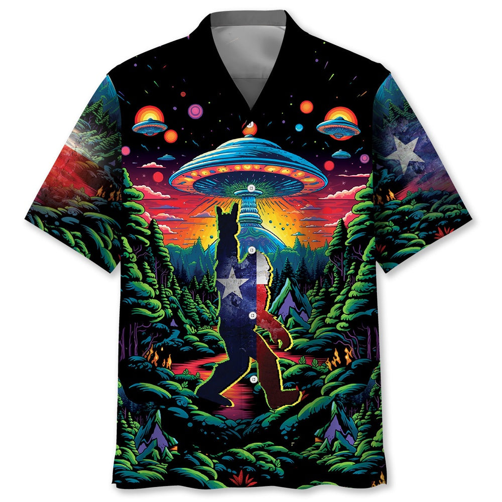 Alien Bigfoot Texas State Hawaiian Shirt, Funny Hawaiian Shirt, Cool Hawaiian Shirts, Best Hawaiian Shirts