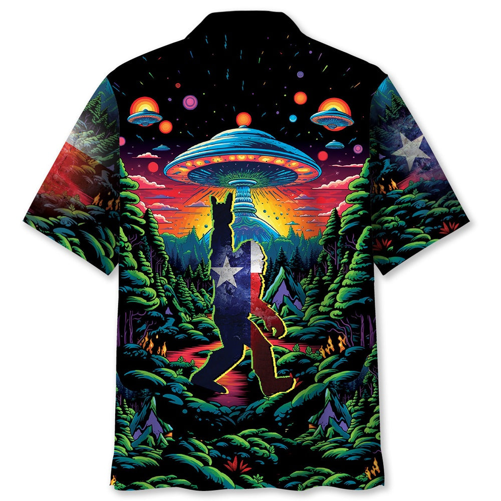 Alien Bigfoot Texas State Hawaiian Shirt, Funny Hawaiian Shirt, Cool Hawaiian Shirts, Best Hawaiian Shirts