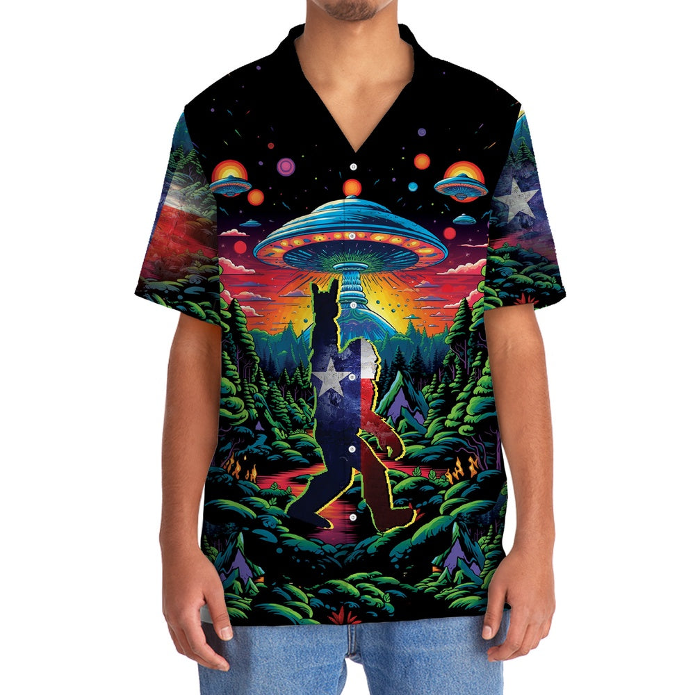 Alien Bigfoot Texas State Hawaiian Shirt, Funny Hawaiian Shirt, Cool Hawaiian Shirts, Best Hawaiian Shirts
