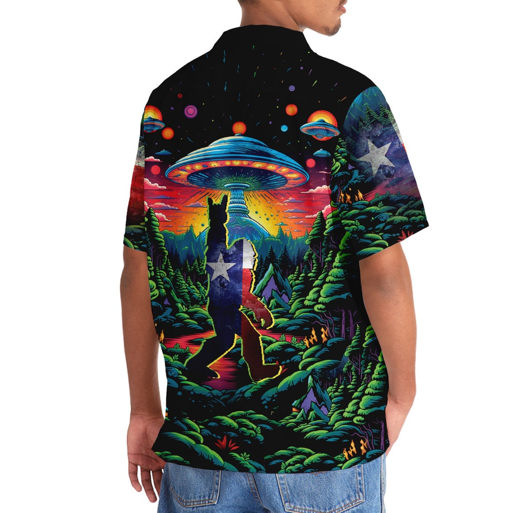 Alien Bigfoot Texas State Hawaiian Shirt, Funny Hawaiian Shirt, Cool Hawaiian Shirts, Best Hawaiian Shirts