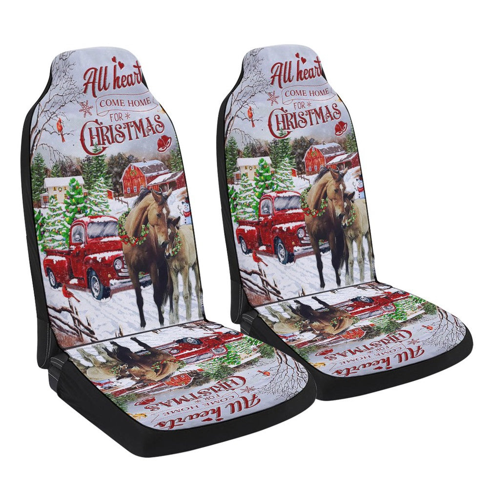 All Hearts Come Home For Christmas Cars Seat Cover, Christmas Car Seat Covers, Car Decor Gift