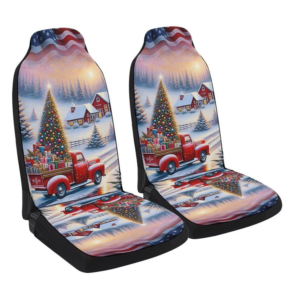 All Hearts Come Home For Christmas Red Truck Cars Seat Cover, Christmas Car Seat Covers, Car Decor Gift