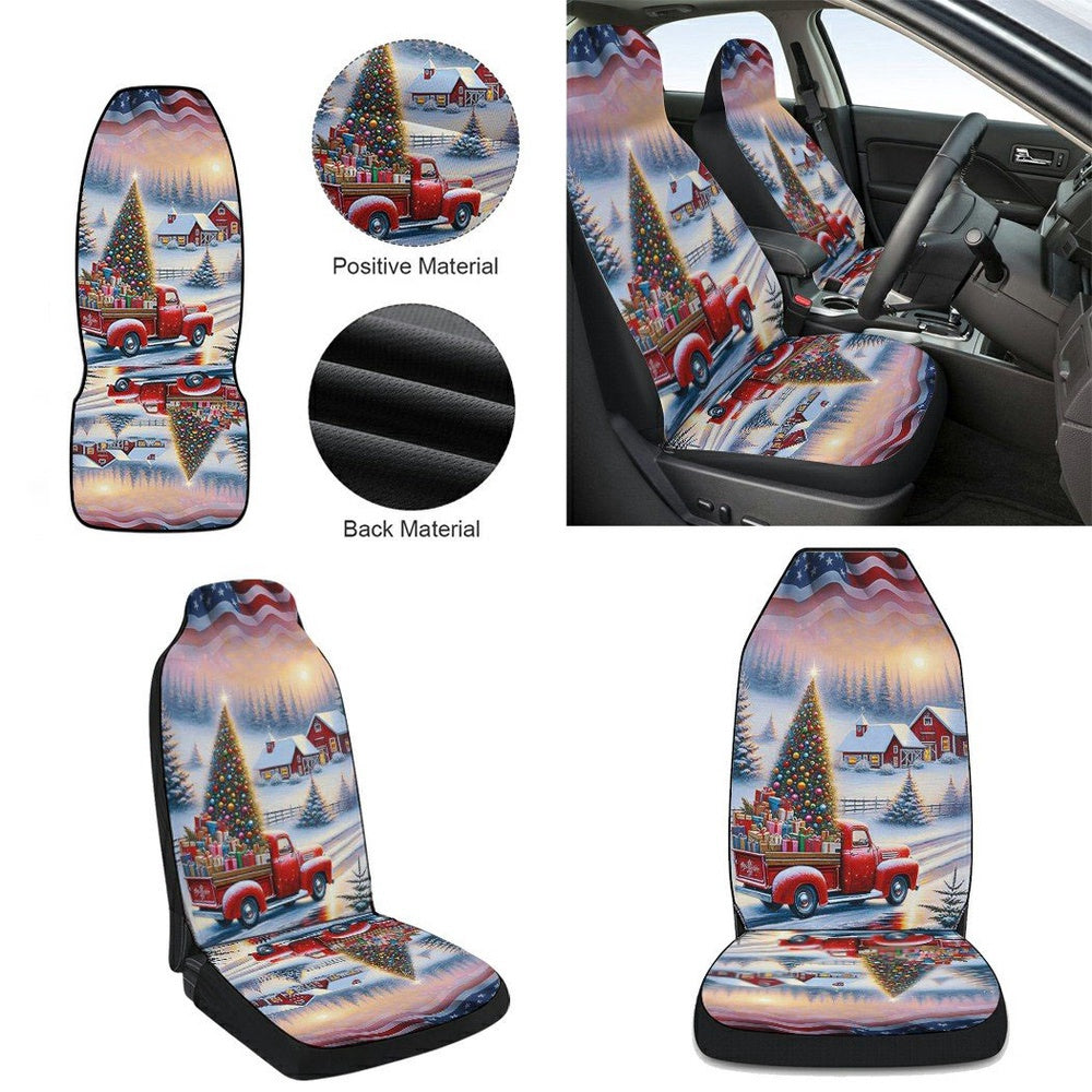 All Hearts Come Home For Christmas Red Truck Cars Seat Cover, Christmas Car Seat Covers, Car Decor Gift